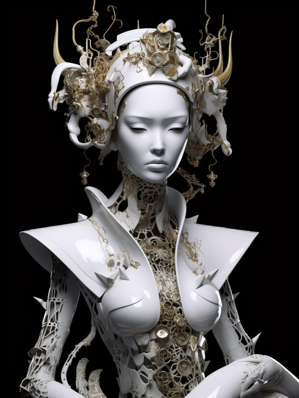 机械女外星人陶瓷艺术midjourney关键词 - Ai宇宙吧--Ai宇宙吧-