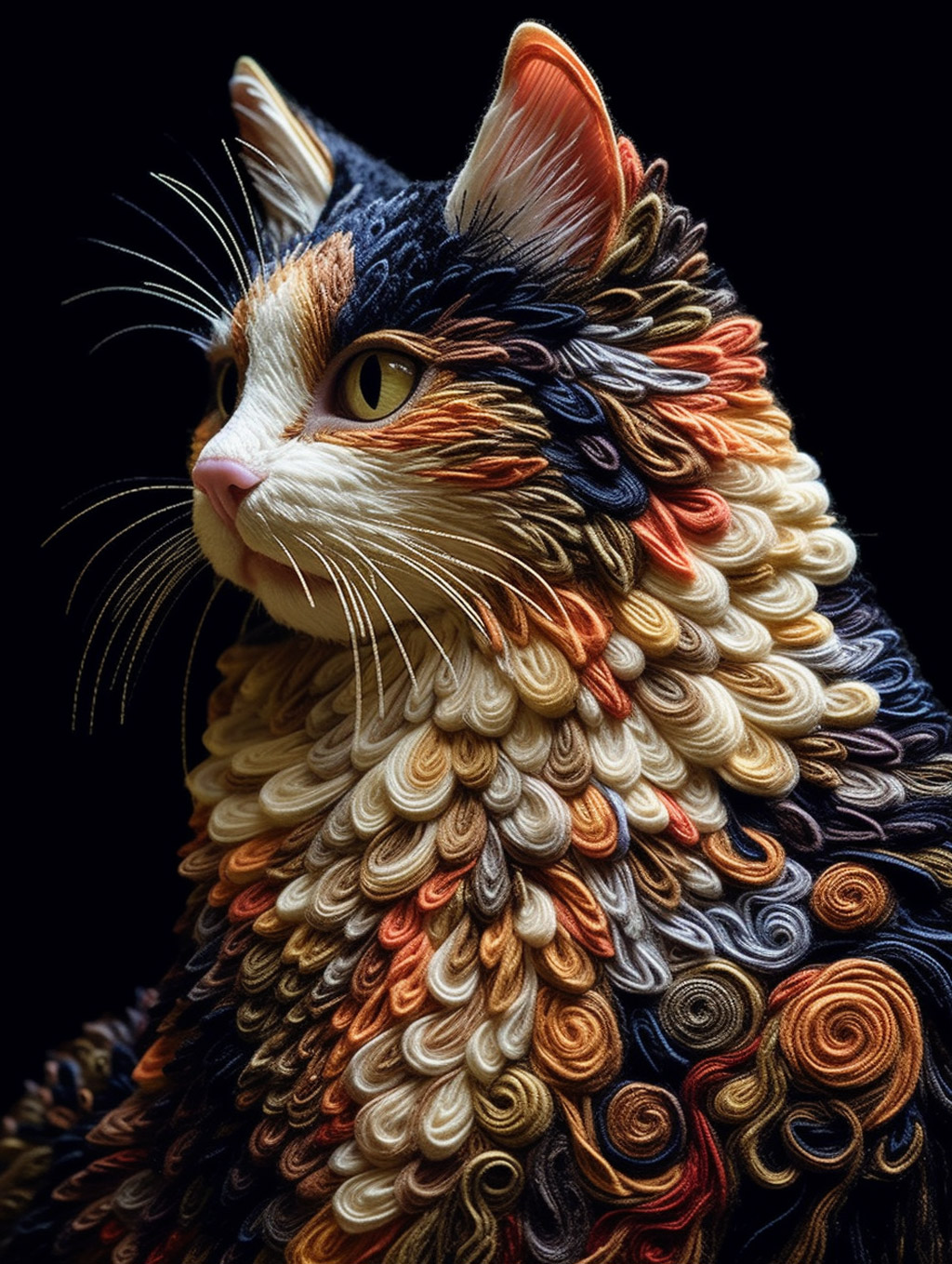 3D刺绣印花猫Midjourney关键词 - Ai宇宙吧--Ai宇宙吧-