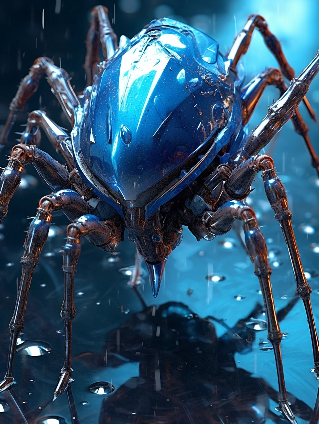 蓝色蜘蛛机械模型Midjourney咒语 - Ai宇宙吧--Ai宇宙吧-