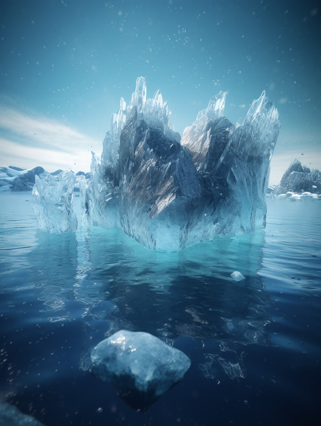 漂浮在水中的冰山Midjourney关键词 - Ai宇宙吧--Ai宇宙吧-