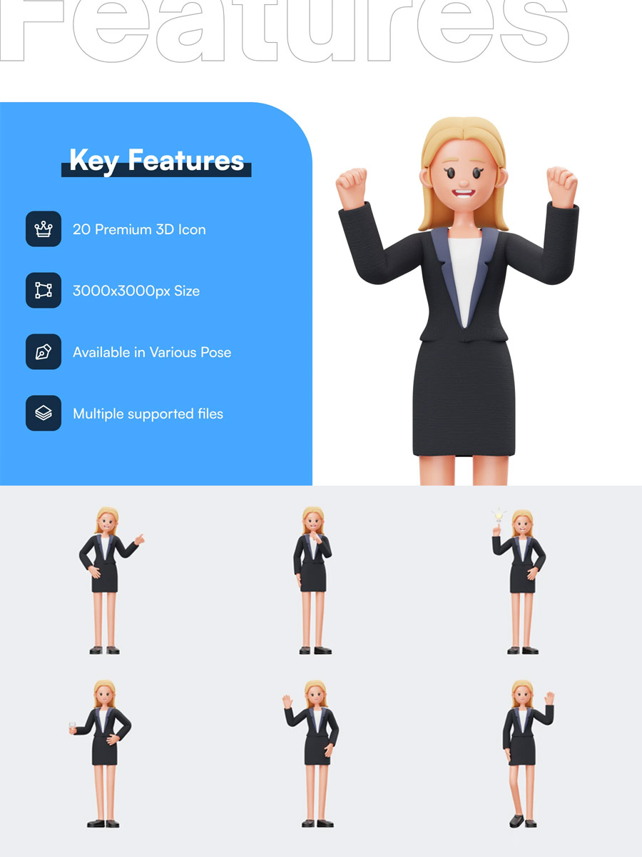 3D商务女士人物模型Blender - Ai宇宙吧--Ai宇宙吧-