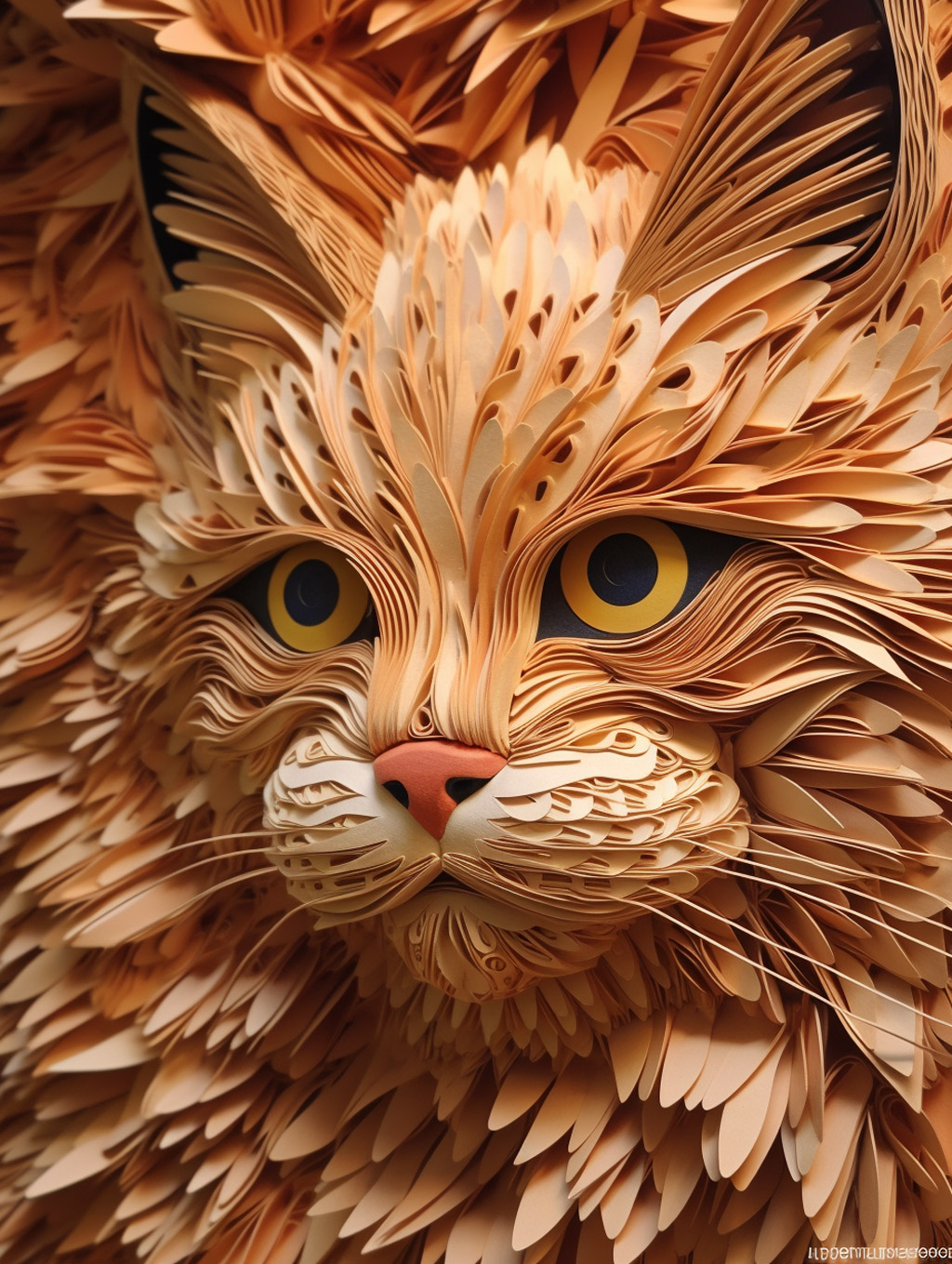 剪纸艺术猫咪肖像Midjourney咒语 - Ai宇宙吧--Ai宇宙吧-