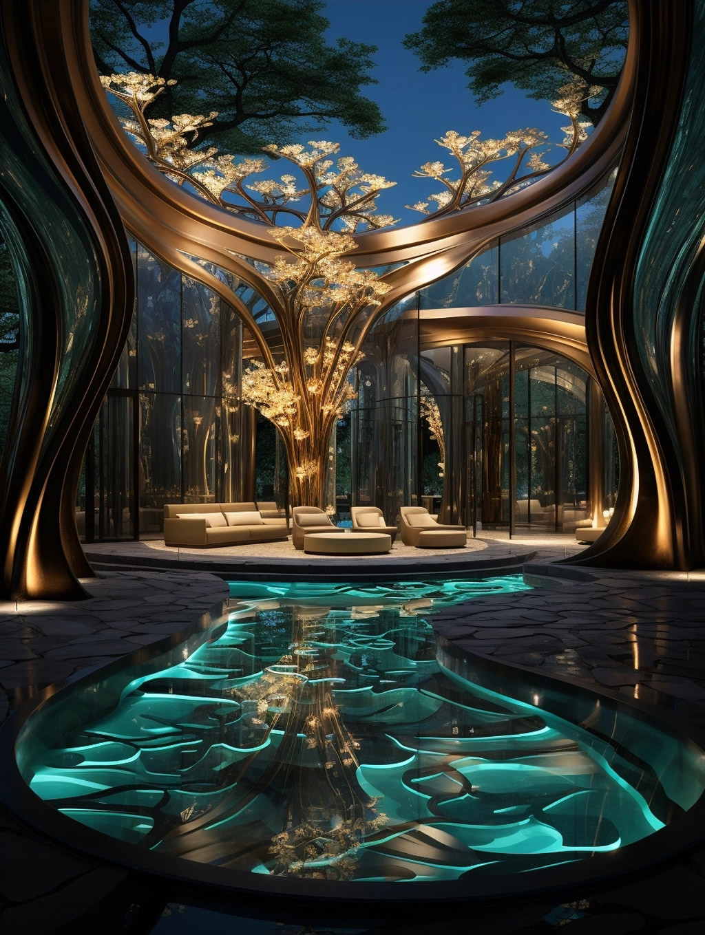 现代梦幻视觉风格酒店设计Midjourney关键词 - Ai宇宙吧--Ai宇宙吧-
