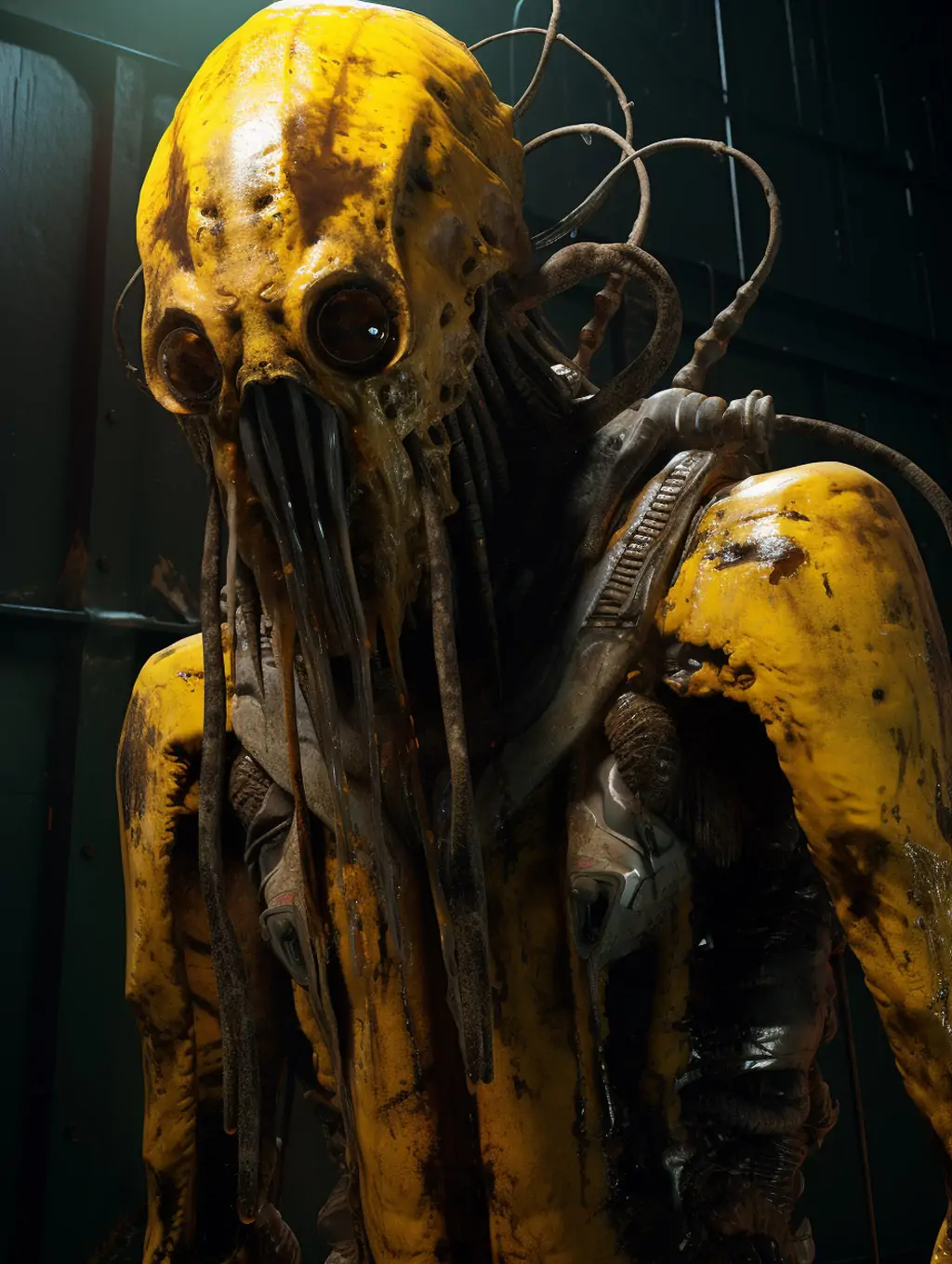 未来主义科幻电影海洋黄色生化服水手怪物模型空间场景海报Midjourney关键词咒语分享 - Ai宇宙吧--Ai宇宙吧-