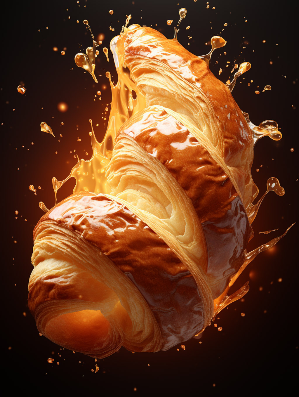 创意黄油牛角包可颂面包烘培产品摄影广告海报Midjourney关键词咒语 - Ai宇宙吧--Ai宇宙吧-