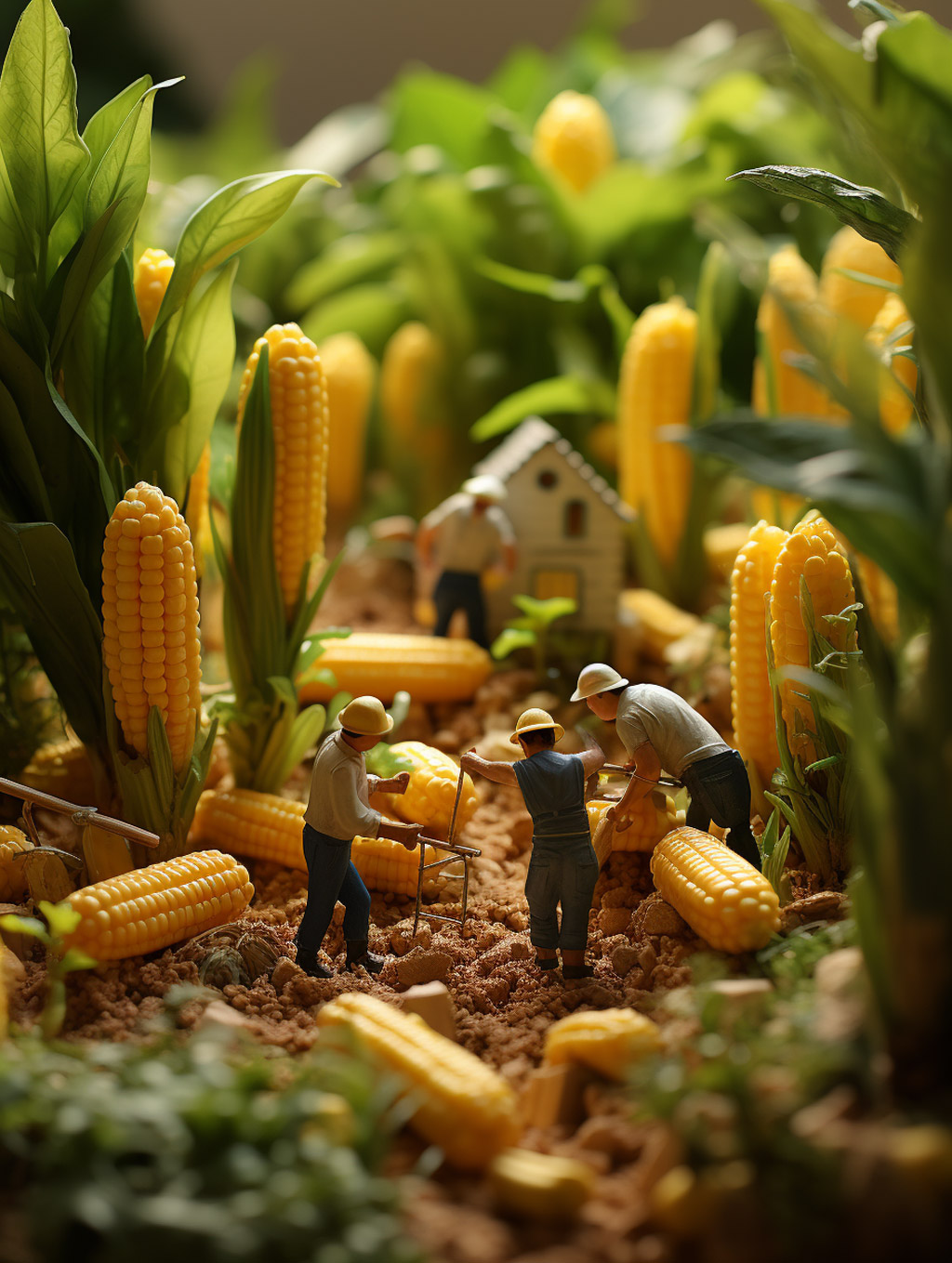 创意可爱逼真玉米地人物缩影艺术模型照片Midjourney关键词咒语分享 - Ai宇宙吧--Ai宇宙吧-