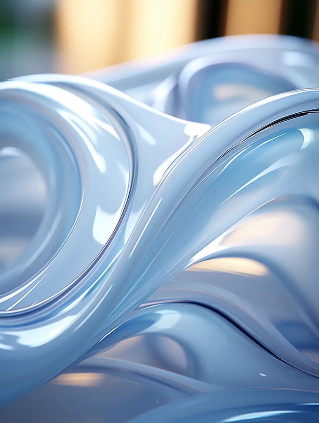 创意抽象透明玻璃瓷器弯管有机形状曲线数字艺术海报背景midjourney关键词咒语分享 - Ai宇宙吧--Ai宇宙吧-
