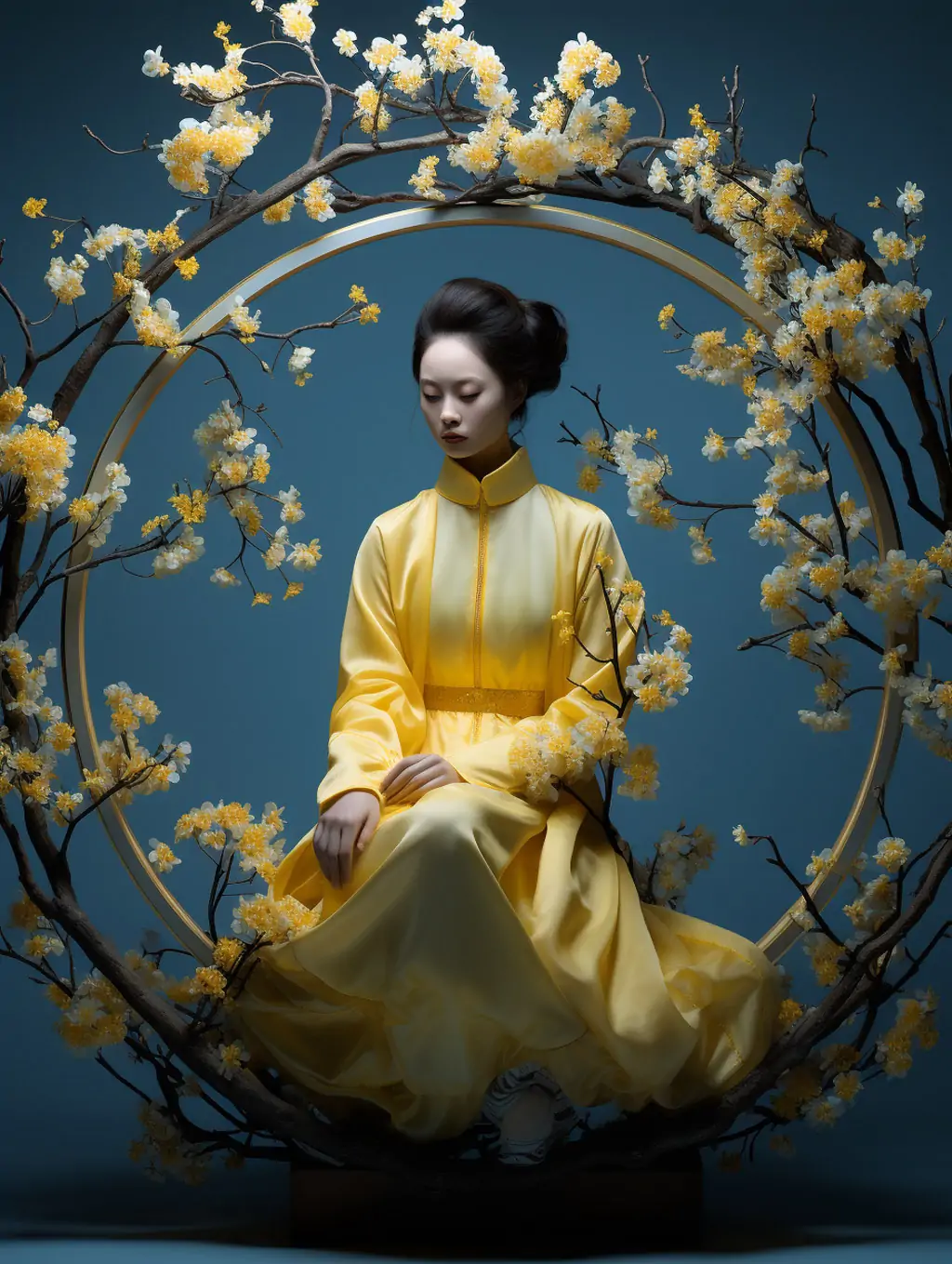 中国风传统艺术鲜花拱门古典女孩服装摄影写真海报Midjourney关键词咒语分享 - Ai宇宙吧--Ai宇宙吧-
