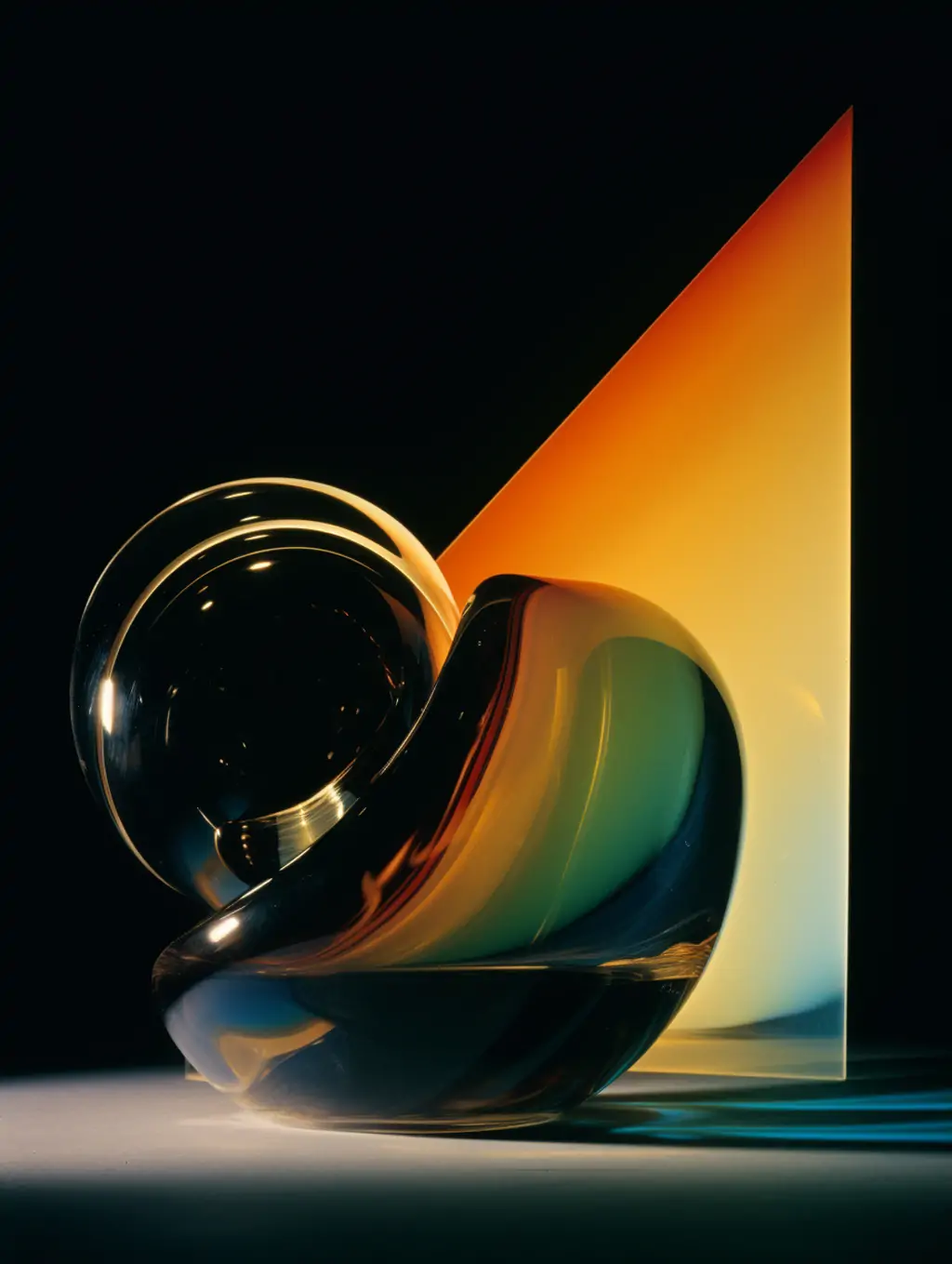 创意彩色渐变抽象艺术圆形透明玻璃电影静物摄影海报背景midjourney关键词咒语分享 - Ai宇宙吧--Ai宇宙吧-