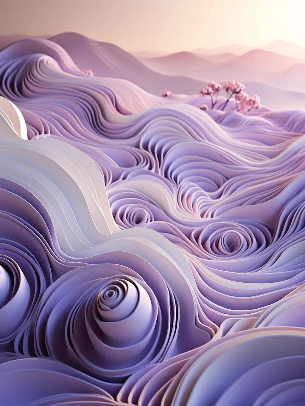超现实极简主义平和流畅紫色点画旋涡网状灵感艺术海报背景midjourney关键词咒语 - Ai宇宙吧--Ai宇宙吧-