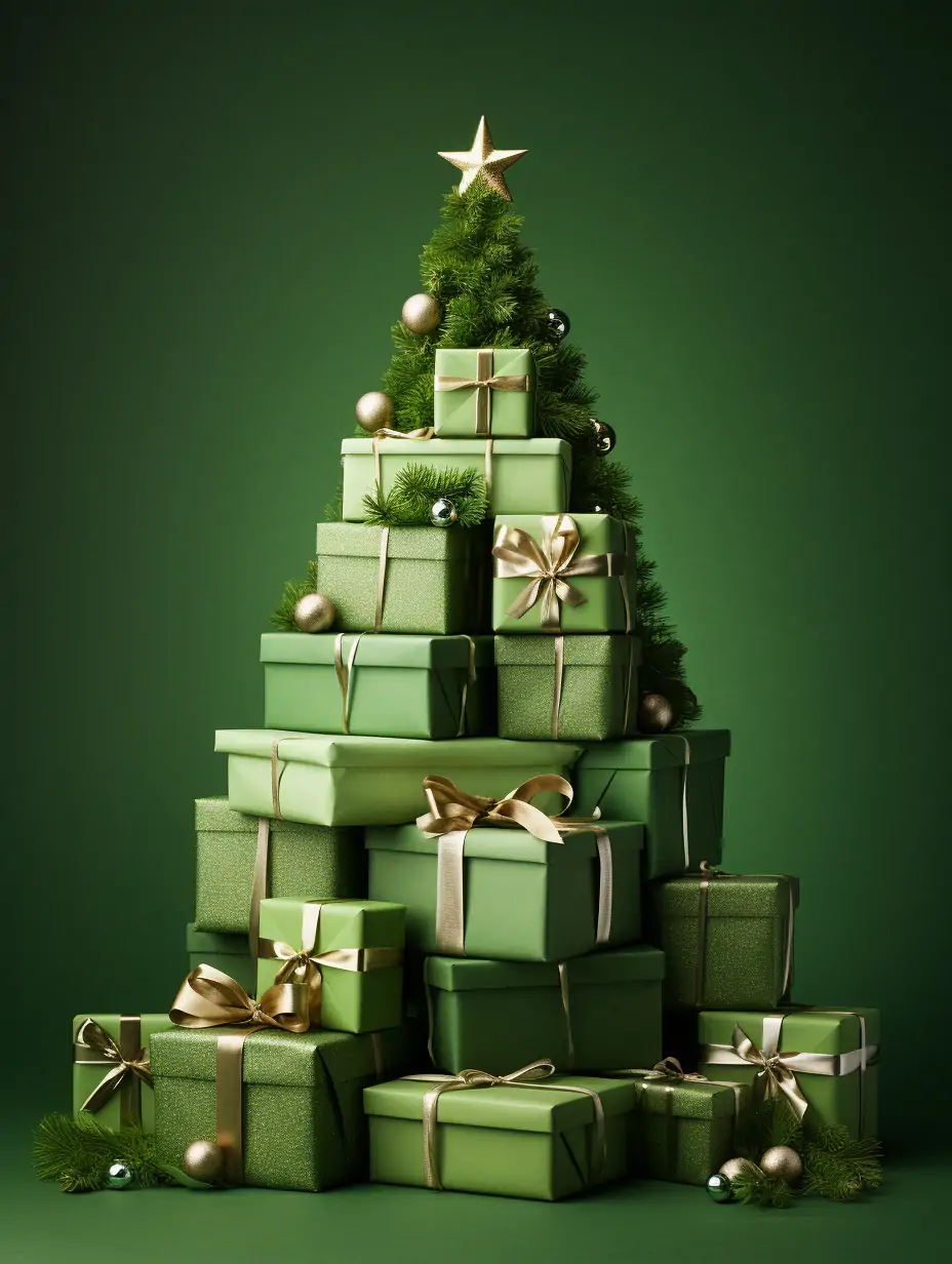 圣诞树礼物礼盒球圣诞节海报设计背景素材Midjourney关键词咒语 - Ai宇宙吧--Ai宇宙吧-
