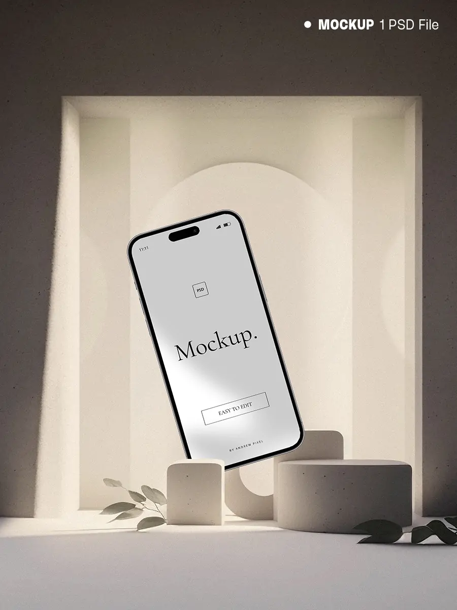 Midjourney - iPhone14 pro苹果手机移动设备UI页面展示场景贴图样机psd素材模板Mockup Mockup样机-Ai宇宙吧-