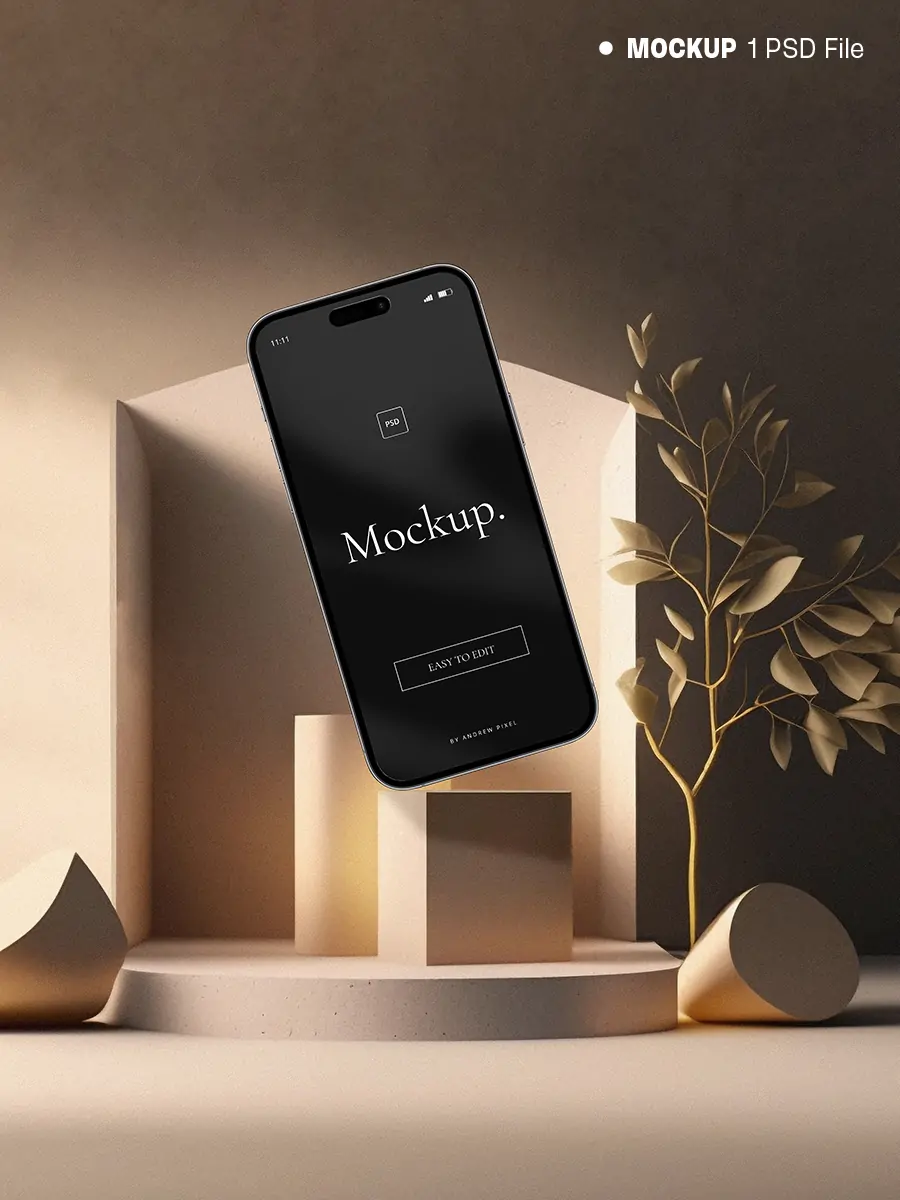 Midjourney - iPhone14 pro苹果手机移动设备UI页面展示场景贴图样机psd素材模板Mockup Mockup样机-Ai宇宙吧-