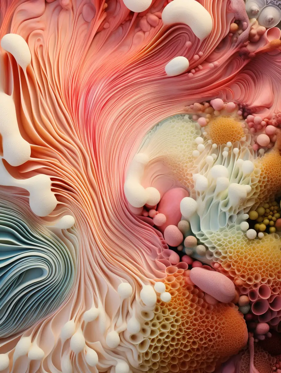 创意自然微生物抽象艺术形态纹理图形图案流畅线条海报背景midjourney关键词咒语分享 - Ai宇宙吧--Ai宇宙吧-