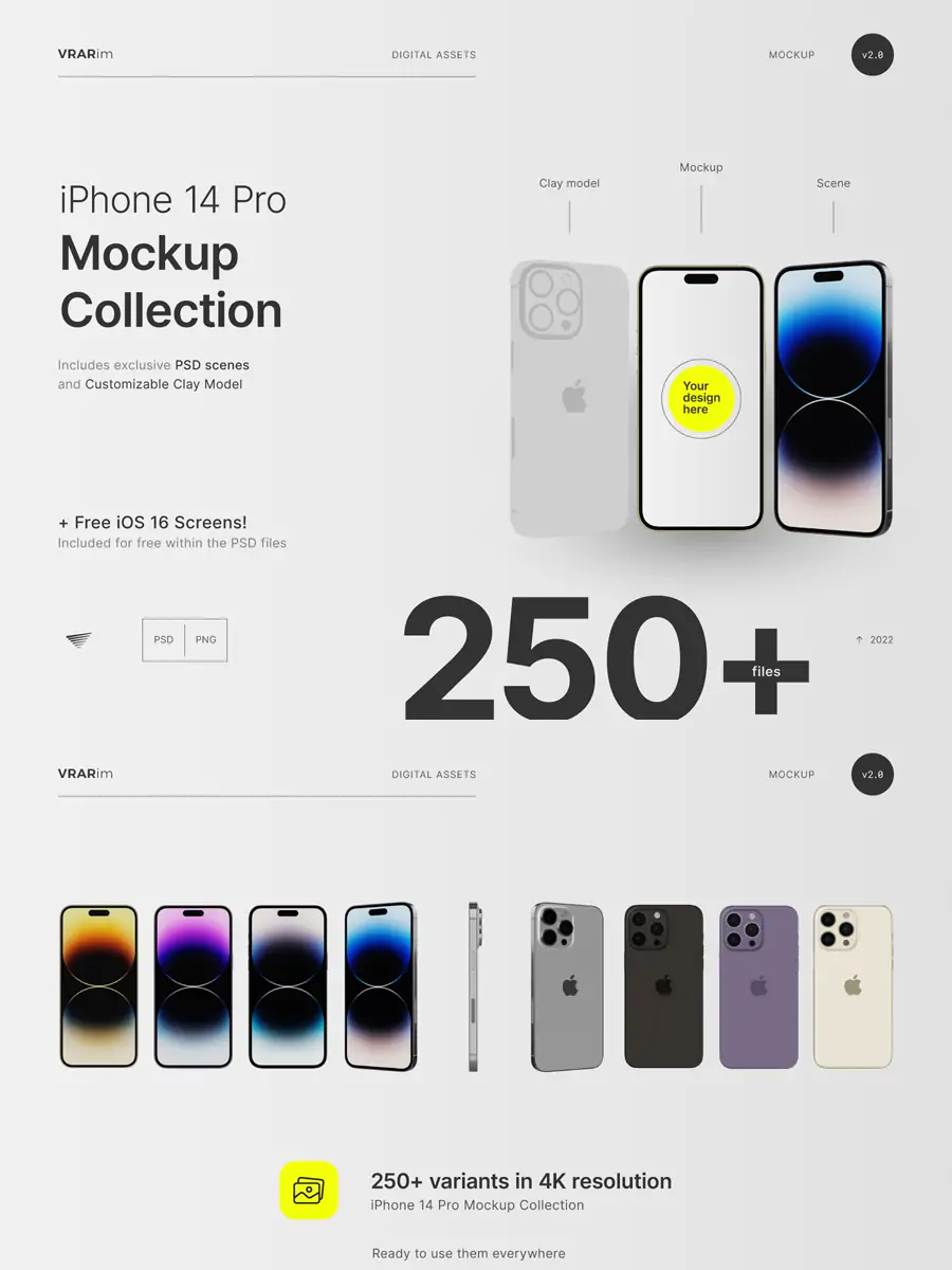 iPhone 14 Pro苹果手机移动设备显示样机贴图模型psd设计素材Mockup - Ai宇宙吧--Ai宇宙吧-