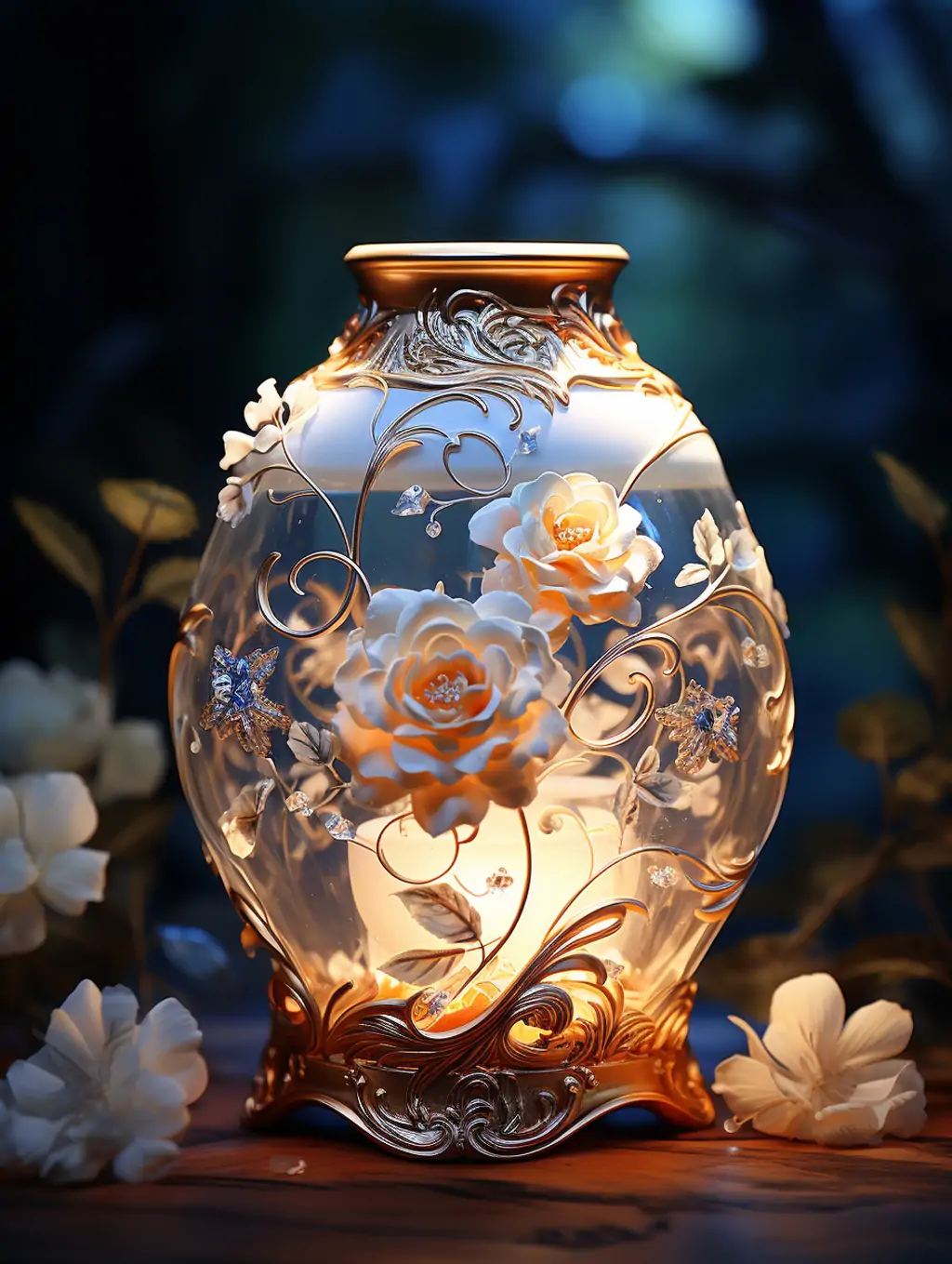 中国风复古瓷器陶瓷花瓶古典艺术立体花纹图案工艺品摄影海报midjourney关键词咒语 - Ai宇宙吧--Ai宇宙吧-