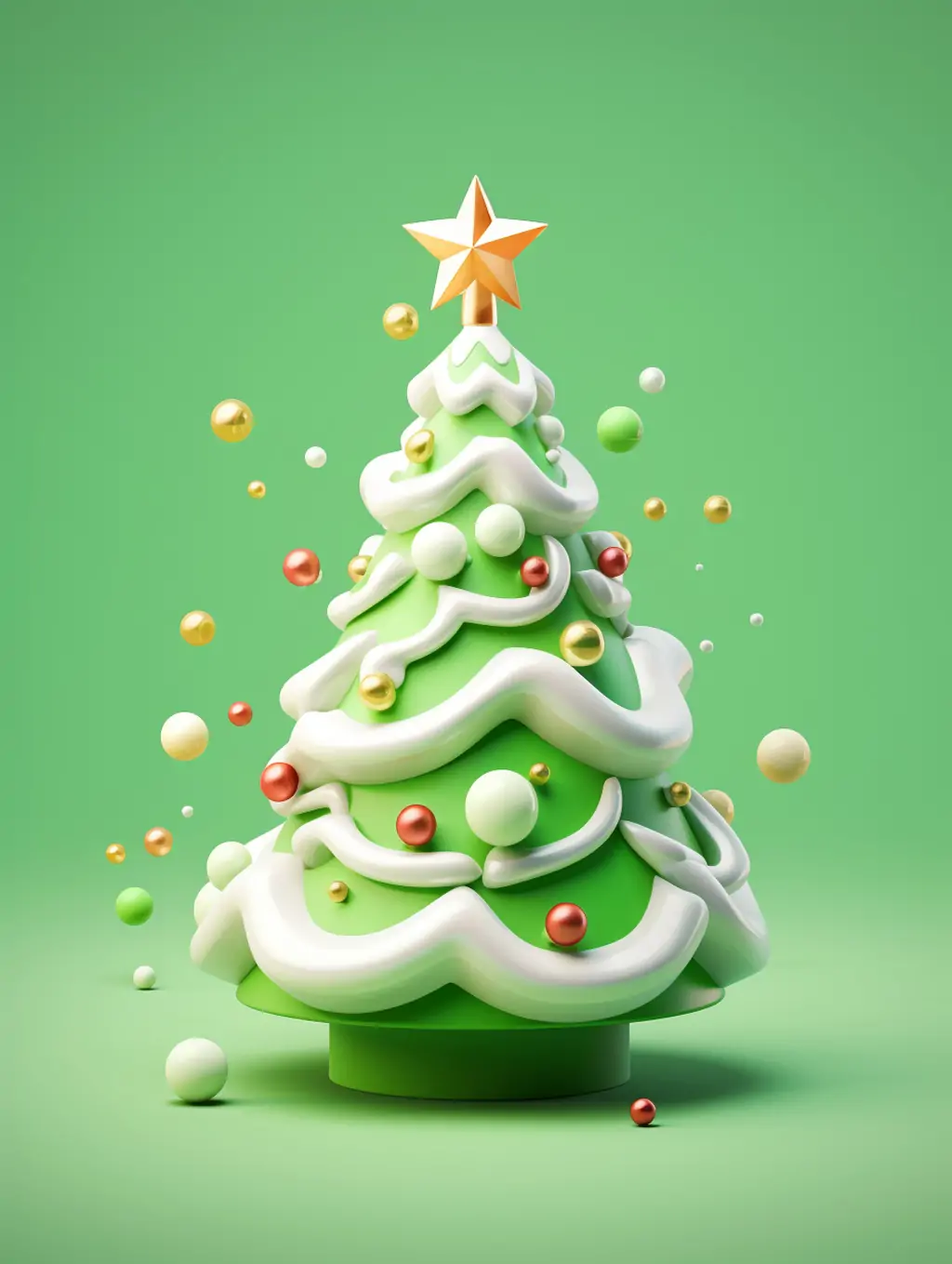 绿色可爱卡通圣诞树黏土风格3D图标Midjourney关键词提示词咒语 - Ai宇宙吧--Ai宇宙吧-