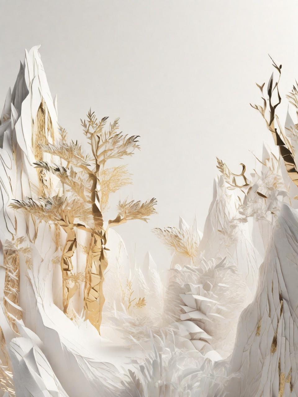 创意冰河世纪冬季植物烫金线条纹理景观艺术摄影海报奇域ai关键词咒语 - Ai宇宙吧--Ai宇宙吧-