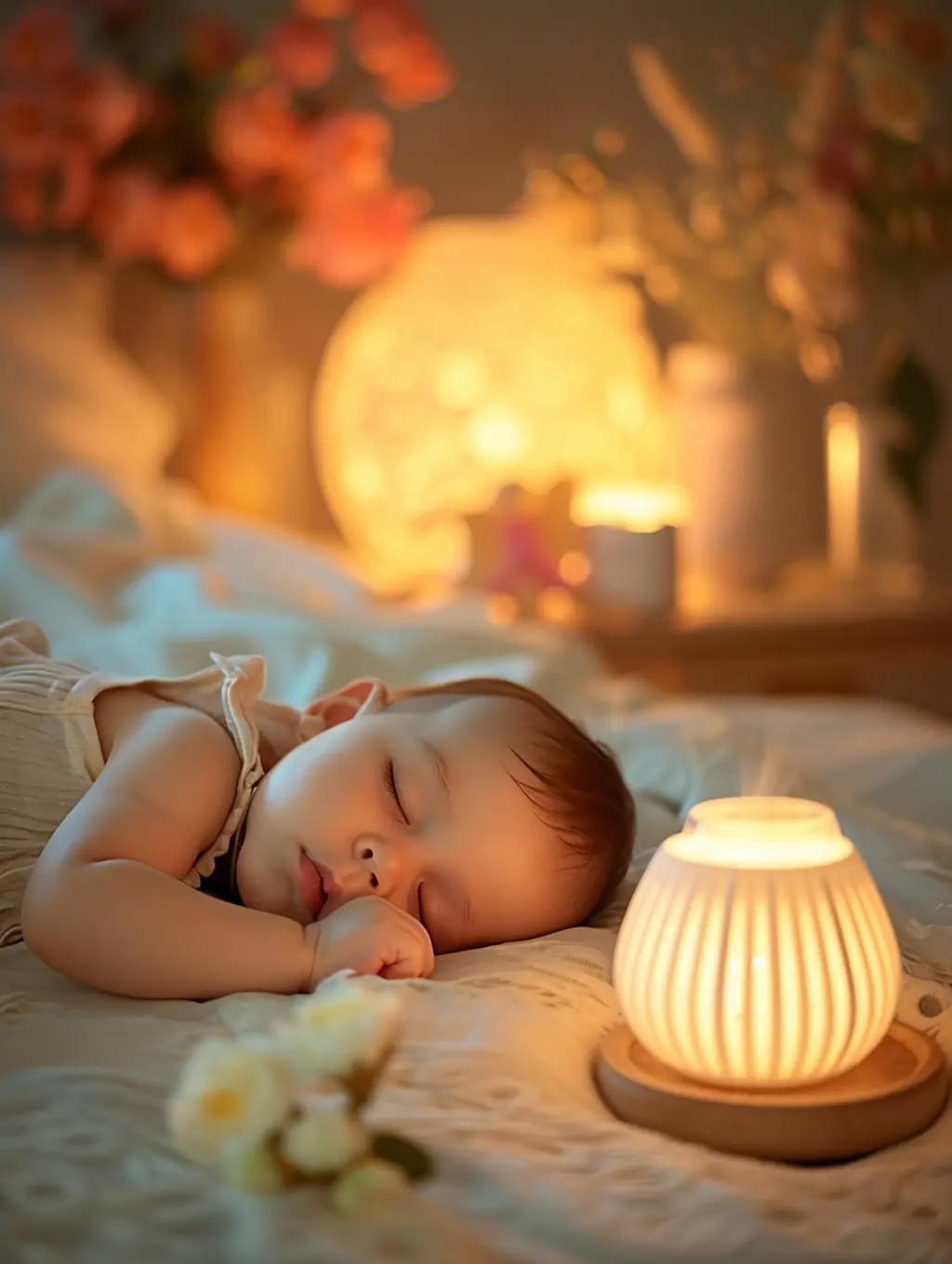 婴儿宝宝侧卧睡觉室内场景特写摄影海报midjourney关键词咒语 - Ai宇宙吧--Ai宇宙吧-