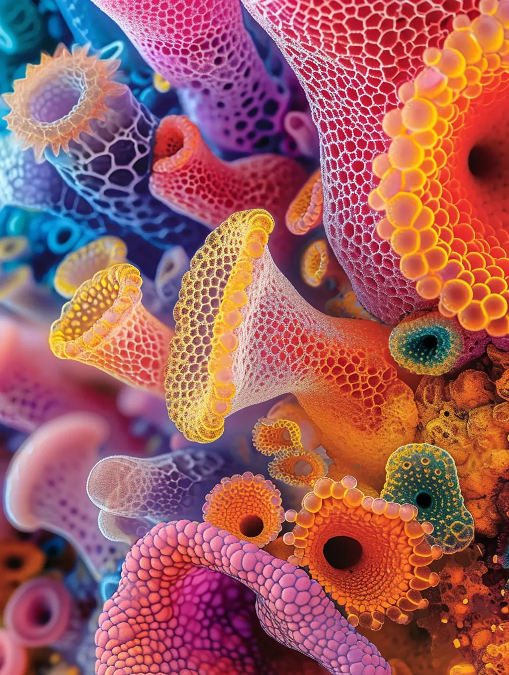 创意自然森林植物花粉显微镜放大抽象艺术焦点叠加摄影海报背景midjourney关键词咒语 - Ai宇宙吧--Ai宇宙吧-