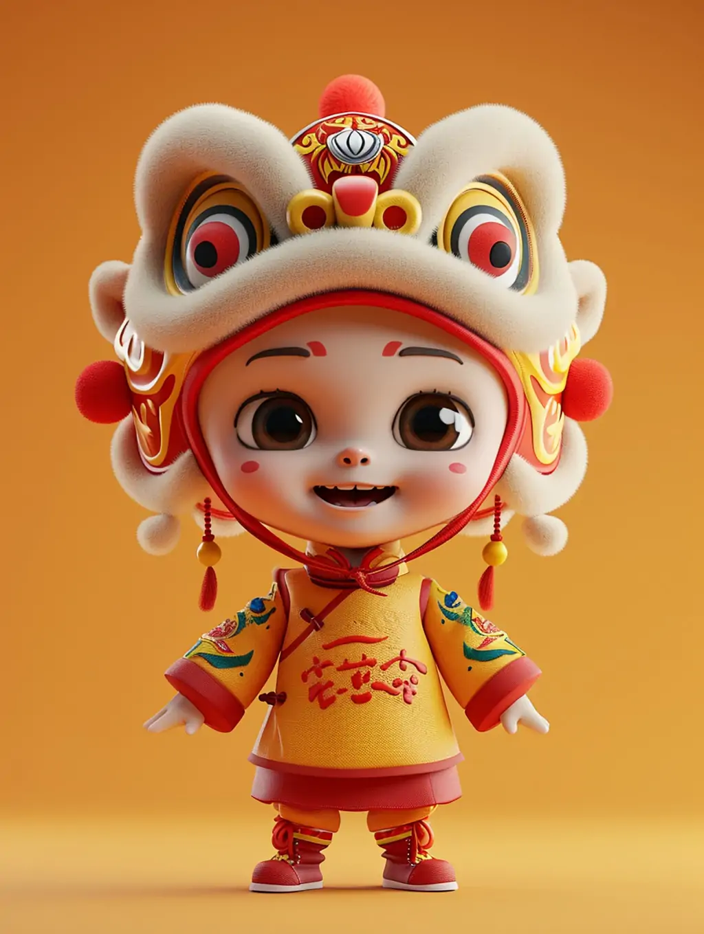 中国风动漫卡通传统舞龙可爱男孩人物玩具盲盒插图海报midjourney关键词咒语 - Ai宇宙吧--Ai宇宙吧-