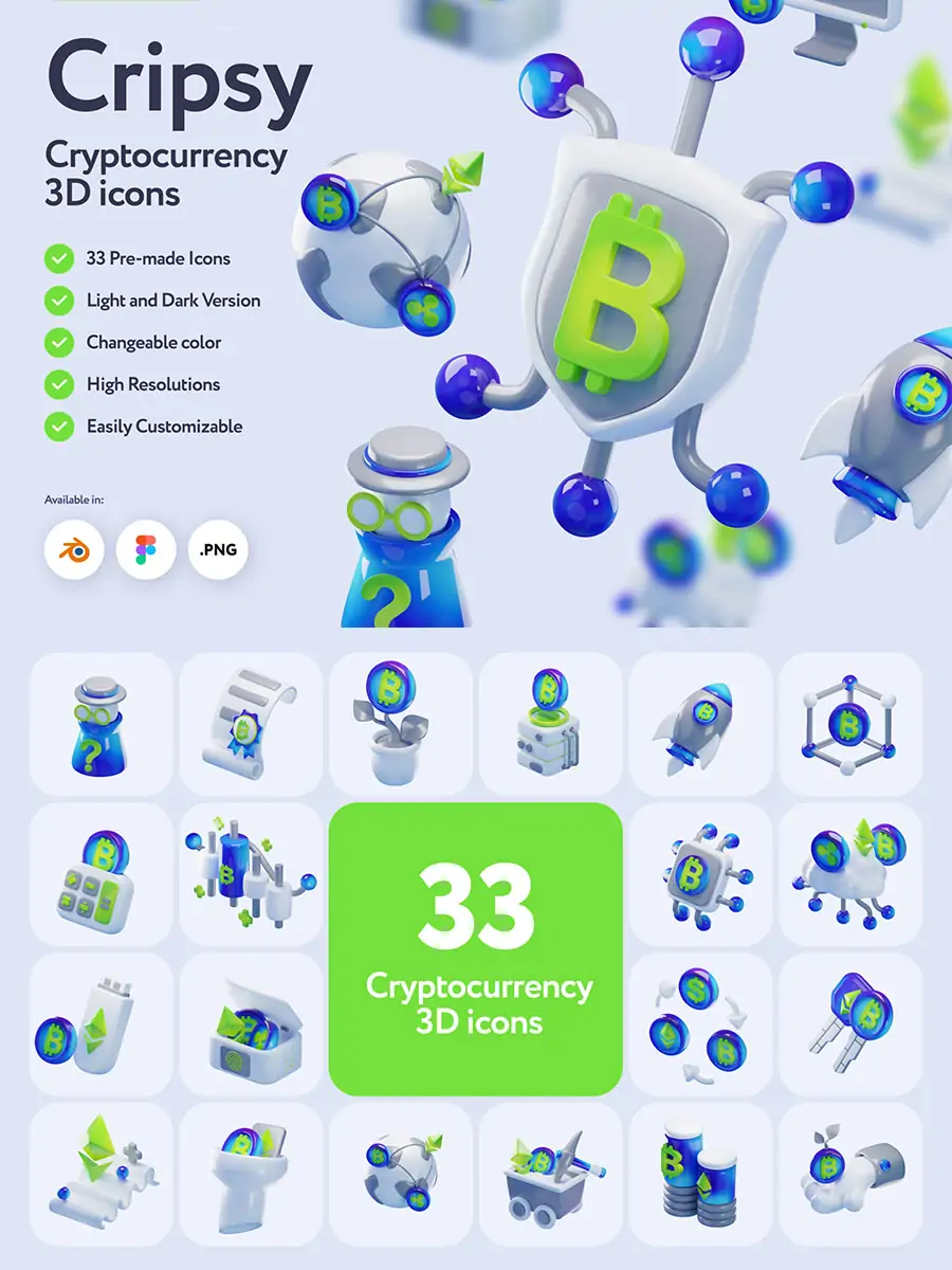 3D立体未来金融虚拟加密货币图标插图blender设计素材模型 - Ai宇宙吧--Ai宇宙吧-